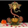 Ganesh Diya Stonework brass, Home Temple Diya, Handmade Oil Lamp,Indian Handcrafted Deepak, Mandir Temple Decor, Good Luck Gift,Pooja Dia