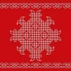 kolam printed fabric red color kolam Backdrop cloth/ festive / housewarming/ golu backdrop/ muggu backdrop/ Kolam