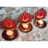 Lotus Standing  pink and golden color T light holder