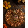 Terracotta Peacock 11 Diya Aarti Thali