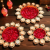 Diya Urli Set – 12-inch Urli with 10 Diyas, 14-inch Urli with 12 Diyas, and 16-inch Urli with 15 Diyas