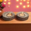 Round Wooden T Light Hodler set of 2