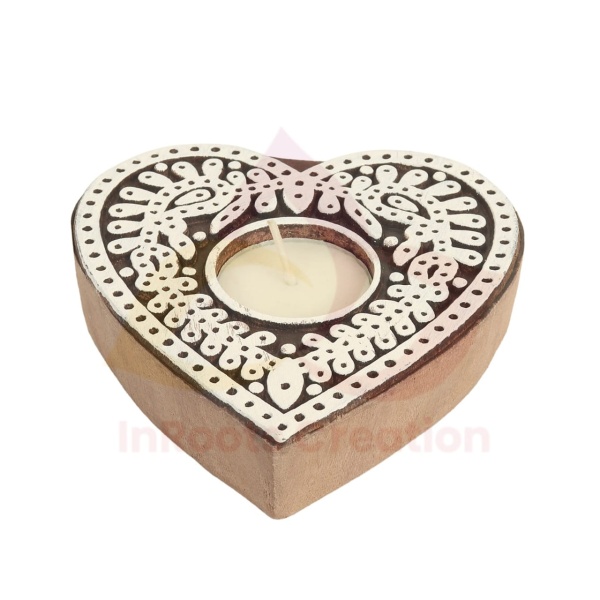 Heart Shape Wooden T Light Holder 2 pc set - Image 4