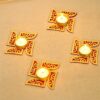 "MDF Wood Swastik Shape Readymade Set of 4 Tealight Holders – Festive Home Décor"